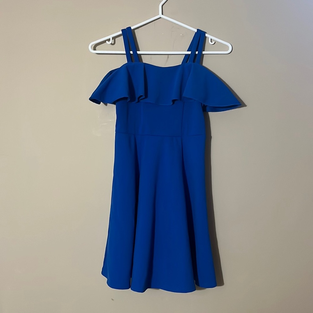 cute double strapped blue dress i wore for my gr5 grad ! great quality c: